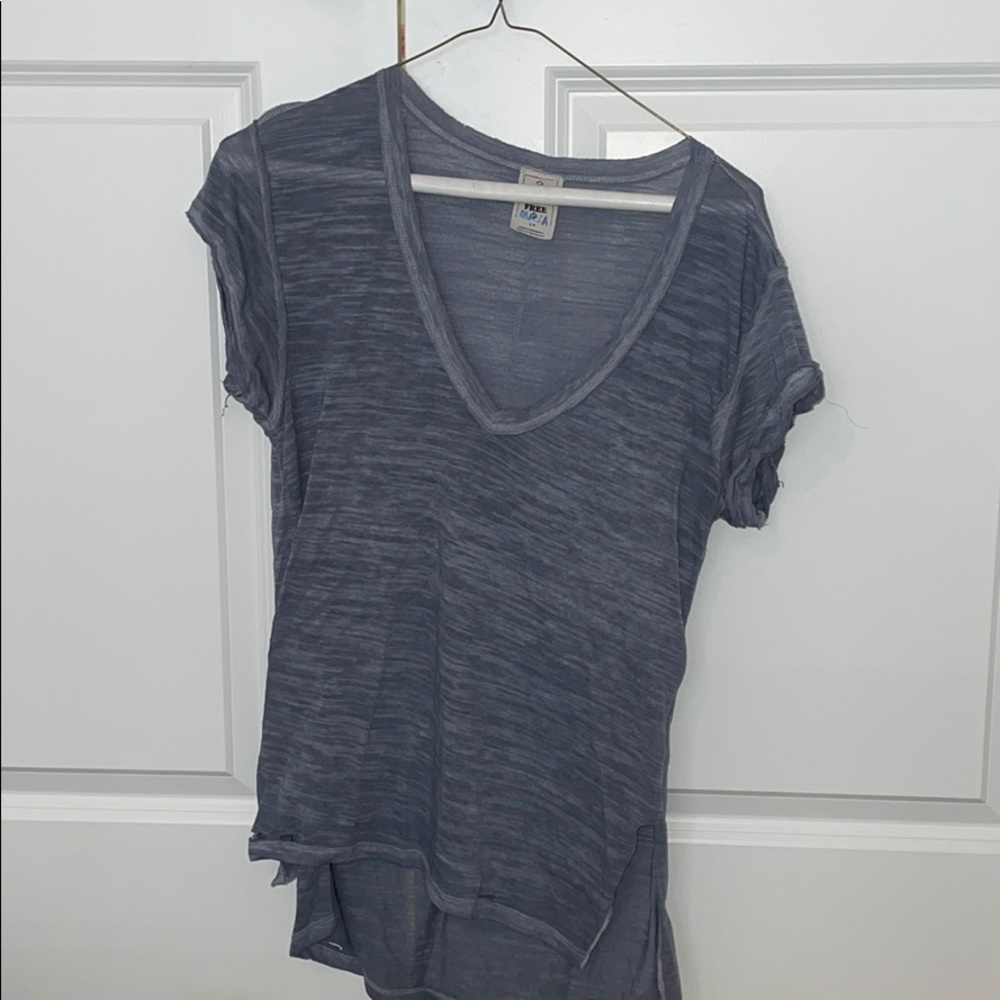 Distressed Blue V-Neck